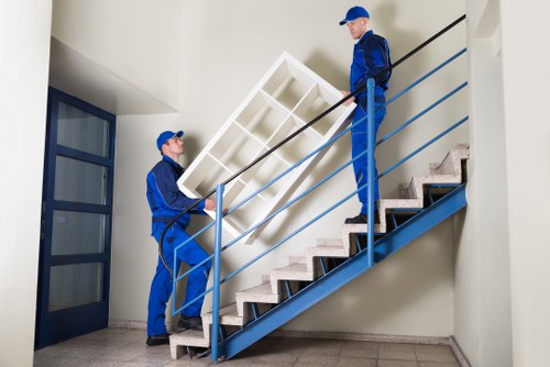 Moving crew handling fragile items with care