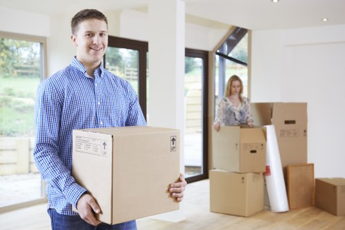 Local office moving team working in a Kingston business property