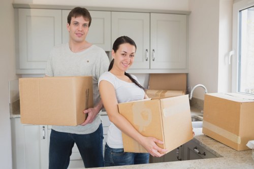Moving boxes and organized packing materials used in Kingston relocation services
